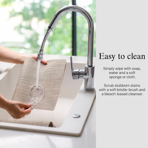 Woven Vinyl Placemats Set of 4 - Easy Clean Washable Dining Table Mats