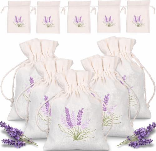 10-Pack Cotton Lavender Sachet Bags with Drawstring - 5.5 x 3.9 Inch