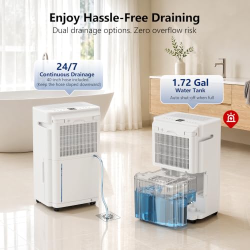 4500 Sq.Ft Large Room Dehumidifier with Drain Hose and Auto Shut-Off