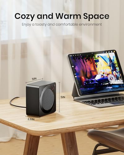 Mini Space Heater, 500W Portable PTC Ceramic Electric Heater for Indoor Office Home