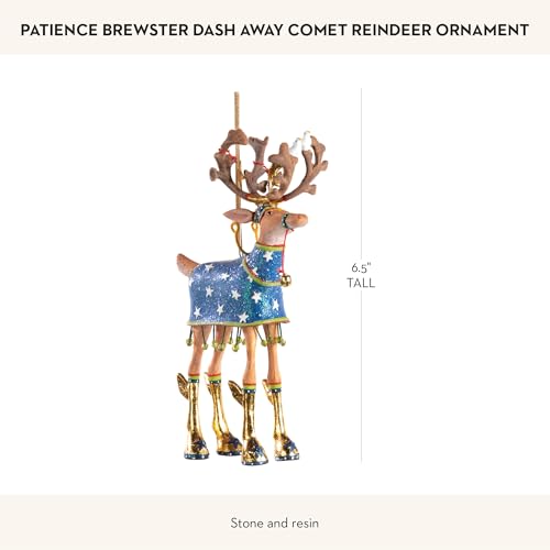 Patience Brewster Dash Away Comet Reindeer Christmas Ornament - 6.5" Hand-Painted