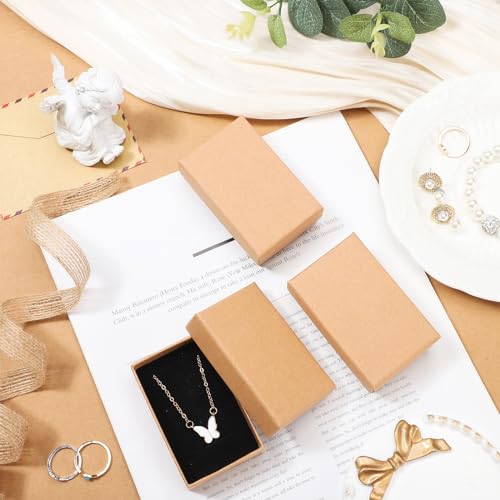 Tenceur 100 Pcs Christmas Jewelry Gift Boxes Bulk - 3.2 x 2 x 1.2 in Brown
