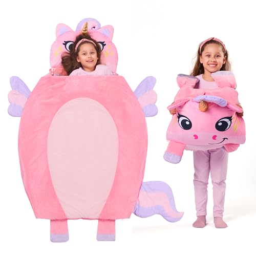 Kids Nap Mat with Pillow and Blanket, 60x39 Inch Portable Sleeping Bag
