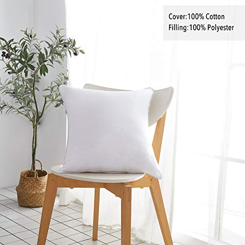 18x18 Throw Pillow Inserts Set of 2 - 100% Cotton Cover Square Cushion Forms