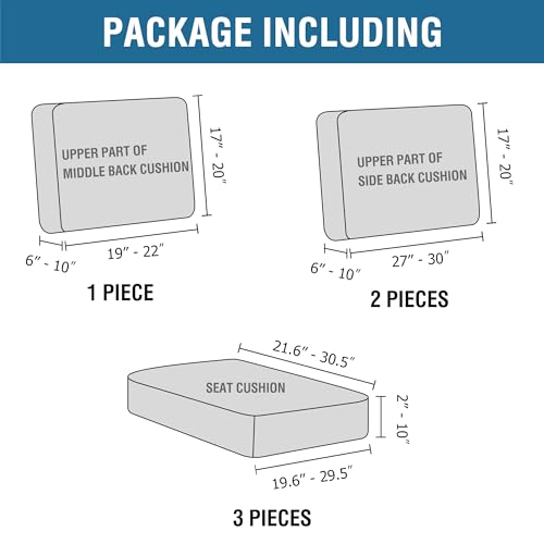 6-Piece High Stretch Sofa Slipcovers Set for 3-Seat Couch
