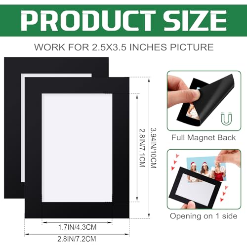 Soaoo 100 Pcs Black Magnetic Wallet Size Picture Frames for Fridge