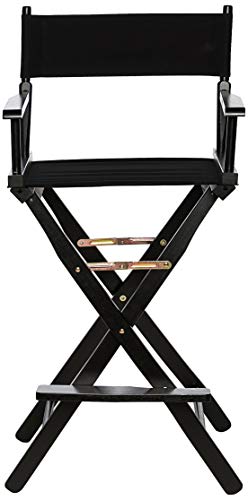 30-Inch Solid Wood Director's Chair, Foldable Bar Height Seat