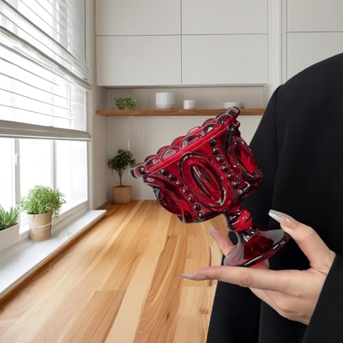 Vintage Embossed Footed Dessert Cups, Set of 2 Elegant Glass Goblets