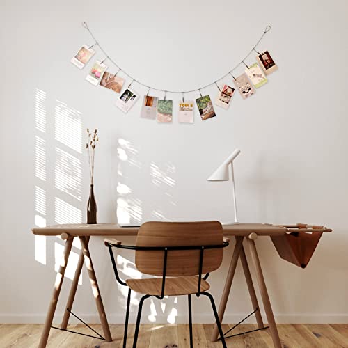 Steel Wall Hanging Photo Display Wire with 12 Alligator Clips, 5.25ft