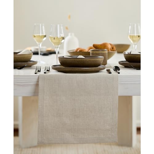 Solino Home Natural Linen Table Runner 14 x 156 Inches - Variation 03