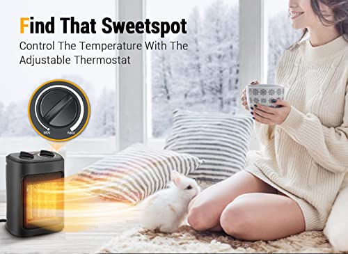1500W Portable Electric Space Heater with Thermostat & PTC Fast Heating