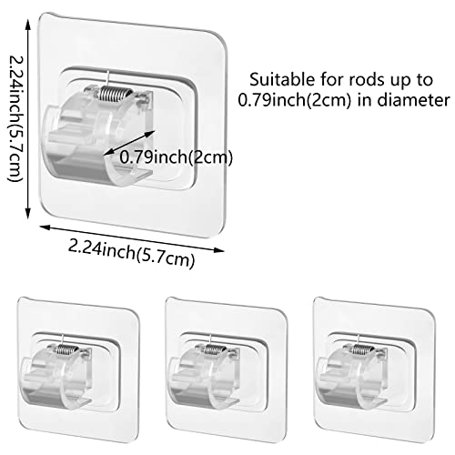 8 Pcs Adhesive Curtain Rod Holders - No Drill Wall Brackets for Rods