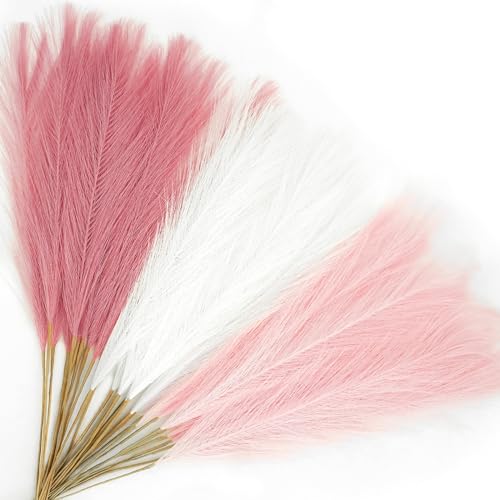 30pcs Faux Pampas Grass Stems, 21.6in Fluffy Artificial Floral Decor