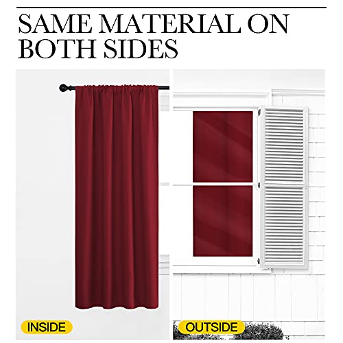 NICETOWN Burgundy Red Blackout Curtains 52x72 Inches - Thermal Insulated Drapes, 1 Pair