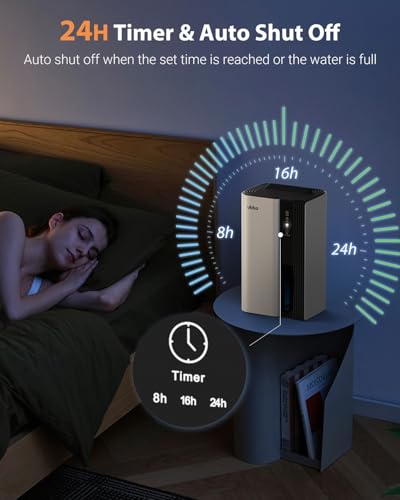 Compact 95oz Dehumidifier with Drain Hose and 7-Color LED Light