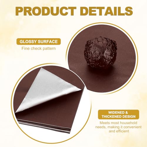 PATIKIL 4.7x4.7 Inch Brown Foil Candy Wrappers Fine Grid - Pack of 100