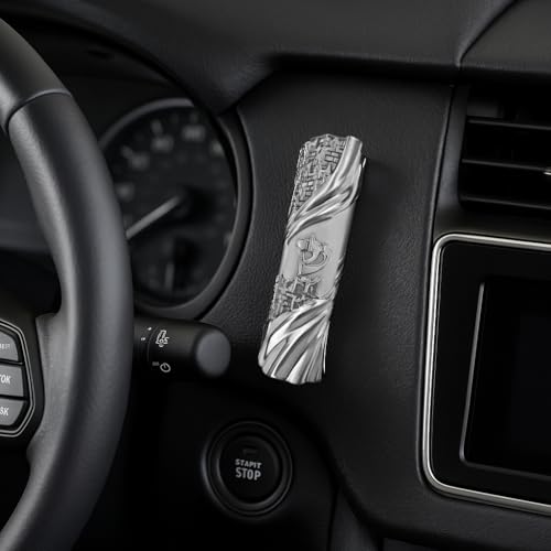 Car Mezuzah with Traveler's Prayer Scroll, Jerusalem Design, 2.2 Inch