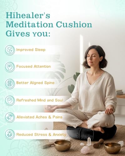 Crescent Meditation Cushion - Ergonomic Buckwheat Hull Floor Pillow (Black)