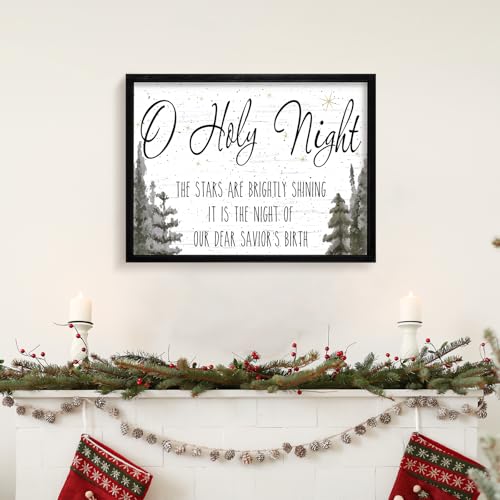 Ronasip Framed Christmas Wall Decor - Black, 12 x 16.5 Inches, Rustic Holiday Sign