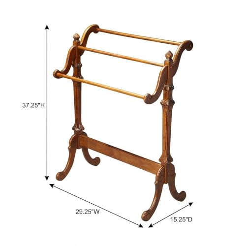 Wooden Blanket Stand with Trestle Base, Vintage Oak Finish Quilt Rack
