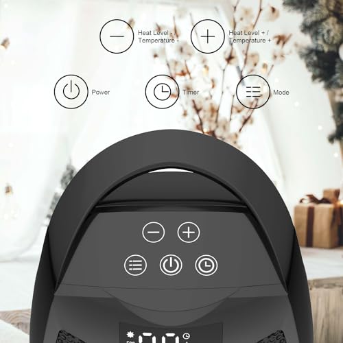 Portable Ceramic Space Heater 1500W with Digital Display and Touch Controls