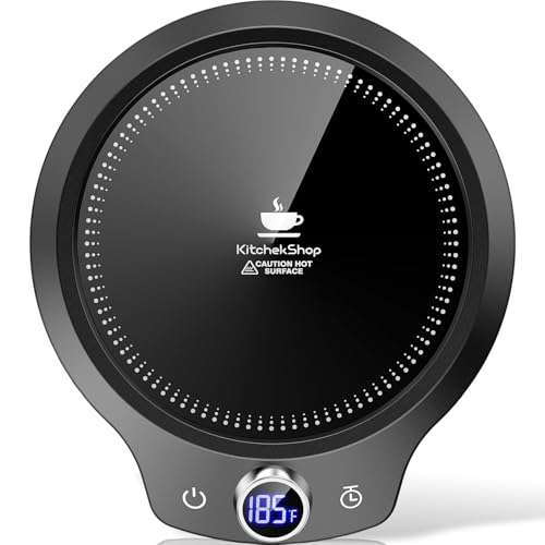 KitchekShop Black Coffee Mug Warmer with 4 Temp Settings & 12H Timer