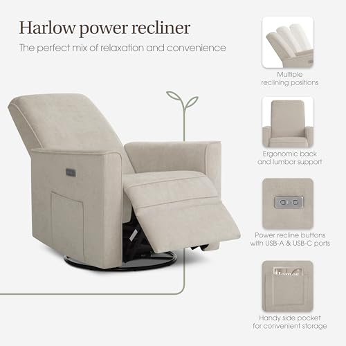 Upholstered Power Glider Recliner with USB Charging and 275° Swivel