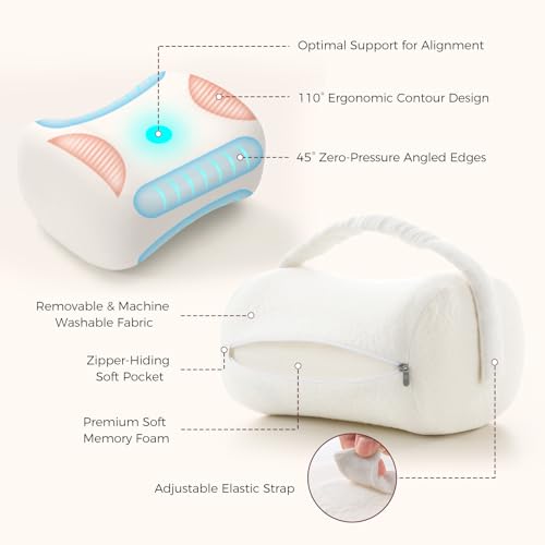 Knee Pillow for Side Sleepers - Soft Memory Foam with Adjustable Strap