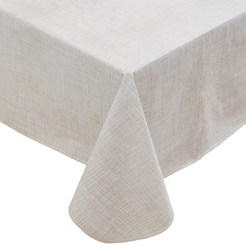 Heavy Duty Vinyl Tablecloth with Flannel Backing - Waterproof Wipeable Cover