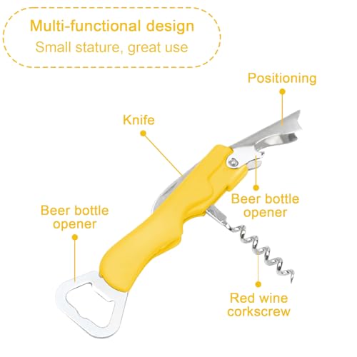 Yellow 2 Pack Stainless Steel 4-in-1 Lever Corkscrew Wine Bottle Opener