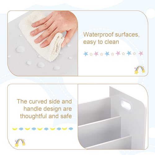 Kids Bookshelf and Toy Organizer, Front-Facing Wooden Storage Rack