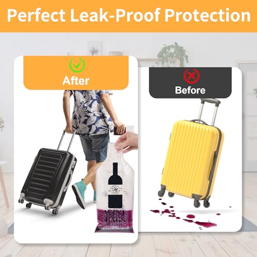 Reusable Wine Bottle Protector Bags for Travel - Leakproof Sleeves (3 Pack)