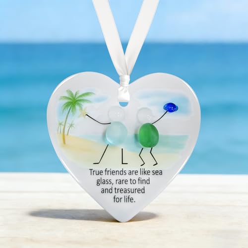 Heart-Shaped Sea Glass Friendship Ornament - Coastal Keepsake Gift