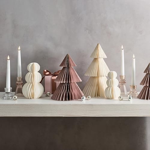 LampLust Large Dusty Rose Honeycomb Christmas Tree Decor - 2 Pack (10" & 12")