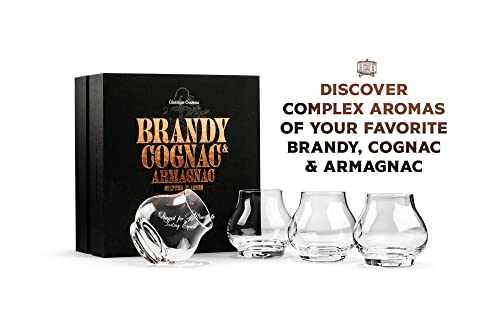 8 oz Brandy & Cognac Tasting Glasses Set of 4 | Crystal Snifters for Spirits & Liquor