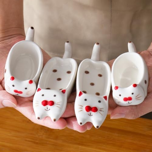 (2 Pieces) Ceramic Cat Dipping Saucer Set - Cute Cartoon Style, Food-Grade, Dishwasher Safe - B