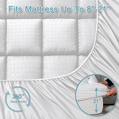 HYLEORY Cooling Queen Mattress Pad - Soft Quilted Protector (8-21" Pocket)