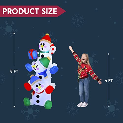 Joiedomi 6 FT Christmas Inflatable Snowman with LED Lights for Holiday Yard Decor