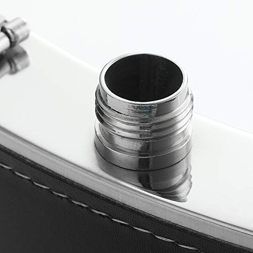 8oz Stainless Steel American Flag Flask with Leather Cover and Funnel – Leak-Proof Liquor Bottle for Travel & Gifting