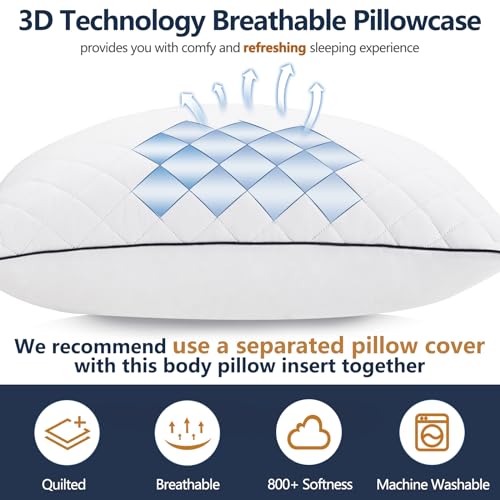 Memory Foam Body Pillow - 20x60 Inch Long Pillow for Adults