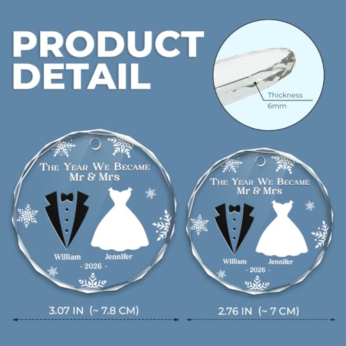 Personalized First Christmas As Mr & Mrs Glass Ornament 2026