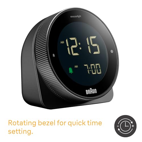 Digital Alarm Clock with Rotating Bezel, Snooze and Negative LCD Display