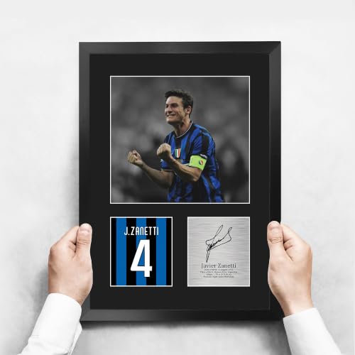 Javier Zanetti Autographed 16x12 Framed Soccer Photo - Supporters Gift, Portrait Variation