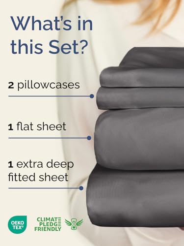 Extra Deep Pocket Queen Sheet Set - 4 Piece Cooling Microfiber Bed Sheets