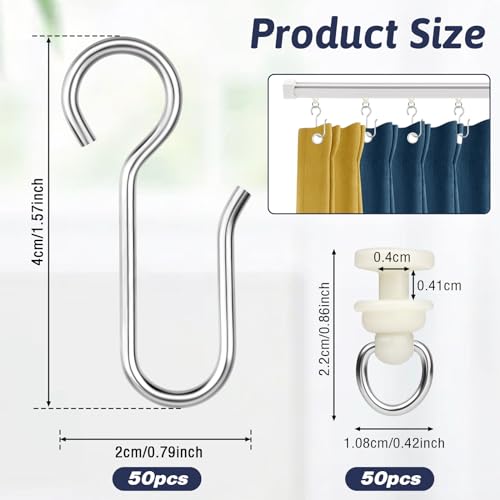 100-Piece Curtain Track Hook and Glider Set for Standard Rail Systems