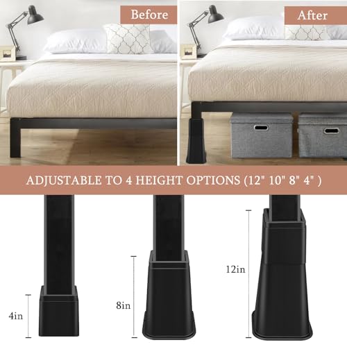 8 Inch Heavy Duty Bed Risers - Set of 4 Adjustable Furniture Risers