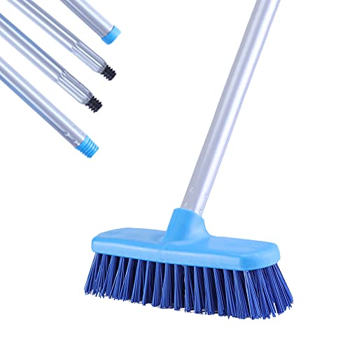 Deck Scrub Brush with Long Handle - 50" Adjustable Stiff Bristle Floor Scrubber