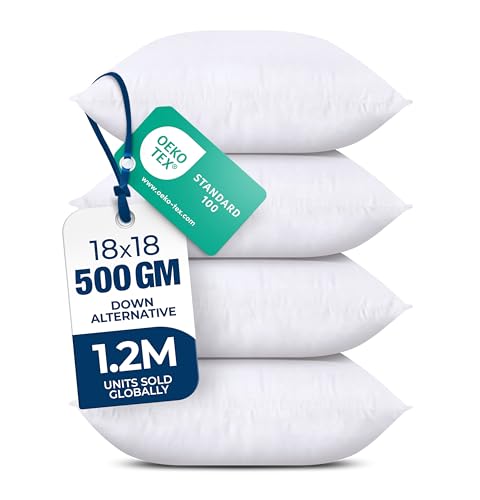 Utopia Bedding Throw Pillow Inserts 18x18 Set of 4 Fluffy Couch Pillows