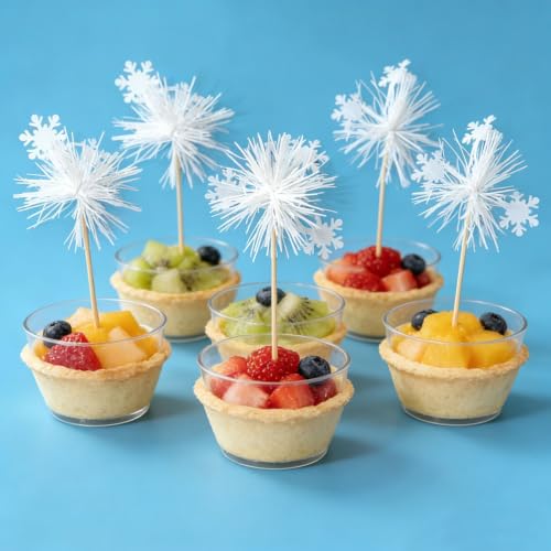 Set of 10 Snowflake Cupcake & Cocktail Picks Winter Party Decorations