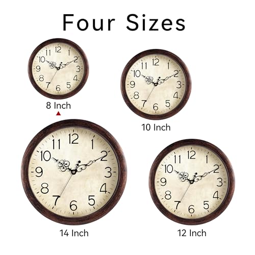 8-Inch Vintage Wall Clock, Silent Battery Operated Retro Quartz Timepiece
